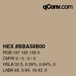 Color code: HEX #BBA58B00 | qconv.com