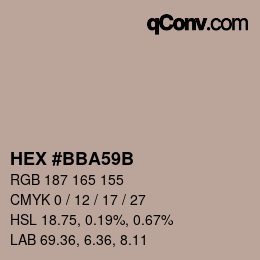 颜色代码: HEX #BBA59B | qconv.com