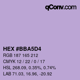 颜色代码: HEX #BBA5D4 | qconv.com