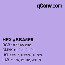 カラーコード: HEX #BBA5E8 | qconv.com