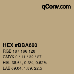 Color code: HEX #BBA680 | qconv.com
