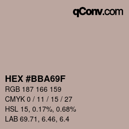 カラーコード: HEX #BBA69F | qconv.com