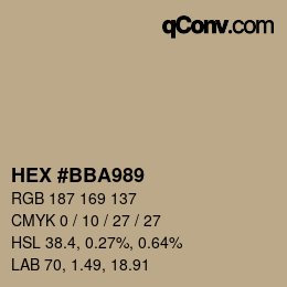 Código de color: HEX #BBA989 | qconv.com