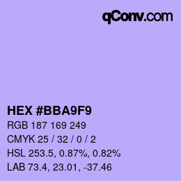 カラーコード: HEX #BBA9F9 | qconv.com