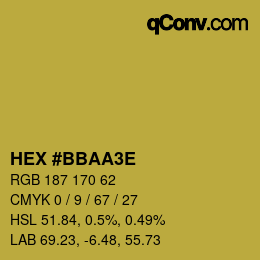 カラーコード: HEX #BBAA3E | qconv.com