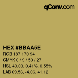 Farbcode: HEX #BBAA5E | qconv.com