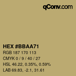 カラーコード: HEX #BBAA71 | qconv.com