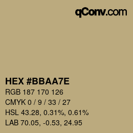 Color code: HEX #BBAA7E | qconv.com