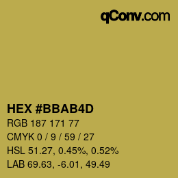 カラーコード: HEX #BBAB4D | qconv.com