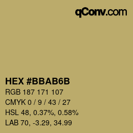 カラーコード: HEX #BBAB6B | qconv.com