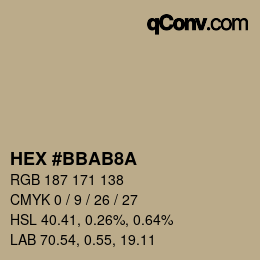 Farbcode: HEX #BBAB8A | qconv.com