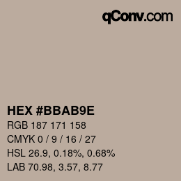 Color code: HEX #BBAB9E | qconv.com
