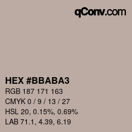 颜色代码: HEX #BBABA3 | qconv.com