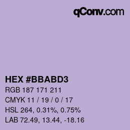 Farbcode: HEX #BBABD3 | qconv.com