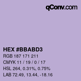 Farbcode: HEX #BBABD3 | qconv.com