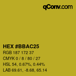 Farbcode: HEX #BBAC25 | qconv.com