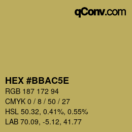 カラーコード: HEX #BBAC5E | qconv.com
