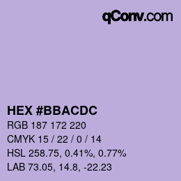 颜色代码: HEX #BBACDC | qconv.com