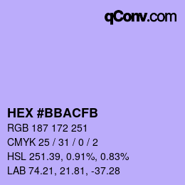 Farbcode: HEX #BBACFB | qconv.com