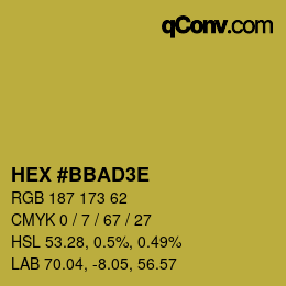 Color code: HEX #BBAD3E | qconv.com