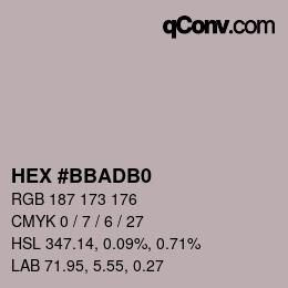 カラーコード: HEX #BBADB0 | qconv.com