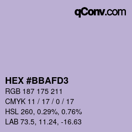 カラーコード: HEX #BBAFD3 | qconv.com