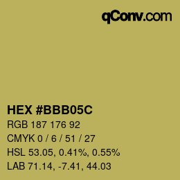 Color code: HEX #BBB05C | qconv.com