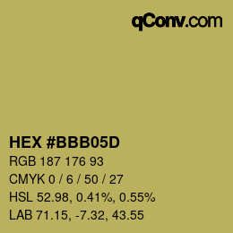 カラーコード: HEX #BBB05D | qconv.com