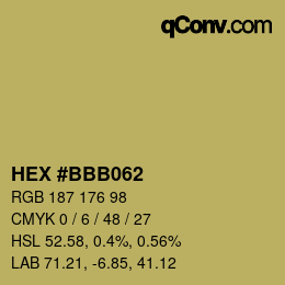 Código de color: HEX #BBB062 | qconv.com
