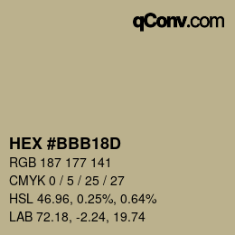 カラーコード: HEX #BBB18D | qconv.com