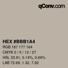 Código de color: HEX #BBB1A4 | qconv.com