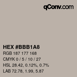Color code: HEX #BBB1A8 | qconv.com