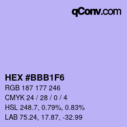 Color code: HEX #BBB1F6 | qconv.com