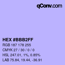 Color code: HEX #BBB2FF | qconv.com