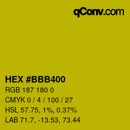 Farbcode: HEX #BBB400 | qconv.com