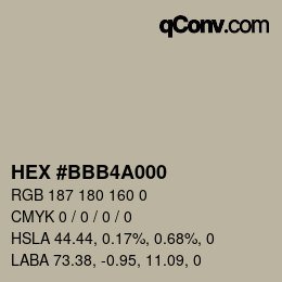 Color code: HEX #BBB4A000 | qconv.com