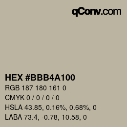 Farbcode: HEX #BBB4A100 | qconv.com
