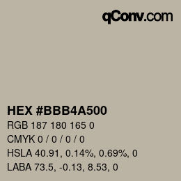Color code: HEX #BBB4A500 | qconv.com