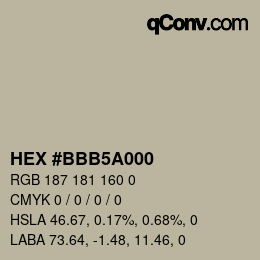 Color code: HEX #BBB5A000 | qconv.com