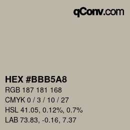 Color code: HEX #BBB5A8 | qconv.com