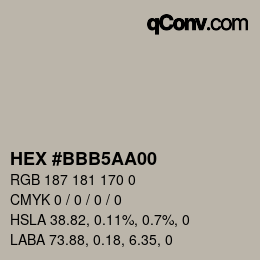 Color code: HEX #BBB5AA00 | qconv.com