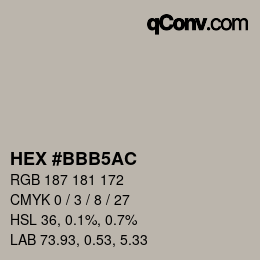 カラーコード: HEX #BBB5AC | qconv.com
