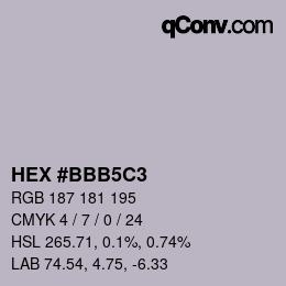 Color code: HEX #BBB5C3 | qconv.com