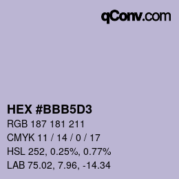 Color code: HEX #BBB5D3 | qconv.com