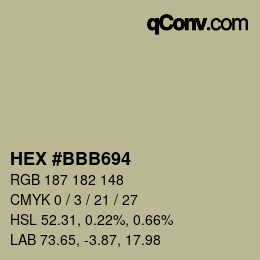 カラーコード: HEX #BBB694 | qconv.com