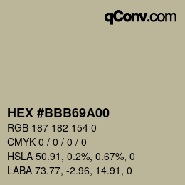 カラーコード: HEX #BBB69A00 | qconv.com