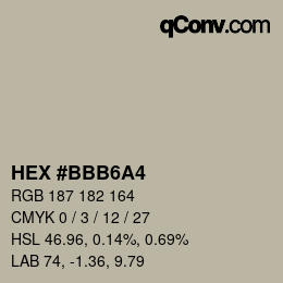 Code couleur: HEX #BBB6A4 | qconv.com