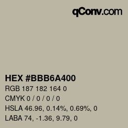 Color code: HEX #BBB6A400 | qconv.com