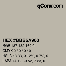 颜色代码: HEX #BBB6A900 | qconv.com