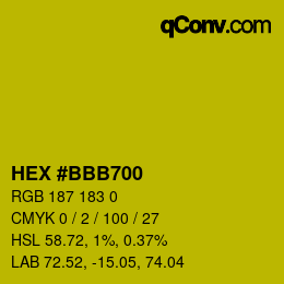 Farbcode: HEX #BBB700 | qconv.com